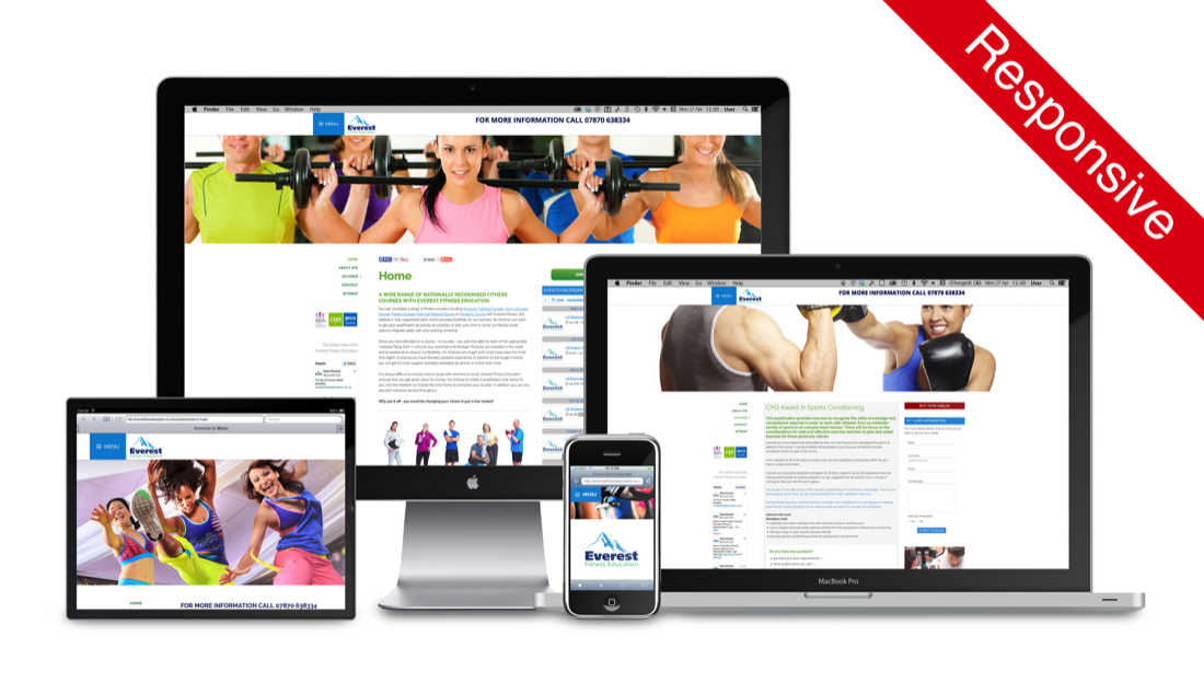 everest fitness education responsive designed website